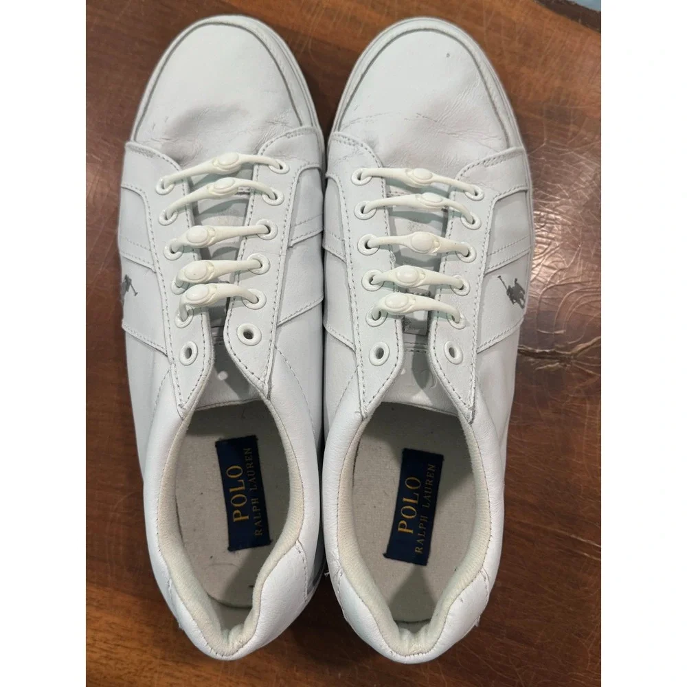 Polo Ralph Lauren Hugh Men's Sneakers White Size‎ 11.5D Casual Leather Lace-Up 2